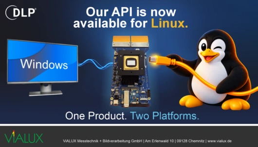 Graphic illustration of a V-Module featuring a Linux mascot to show that the V-Module is also available as Linux